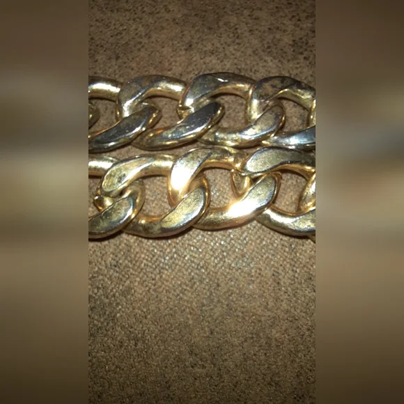 18in anchor goldtone heavy large link necklace with toggle clasp - Picture 9 of 14